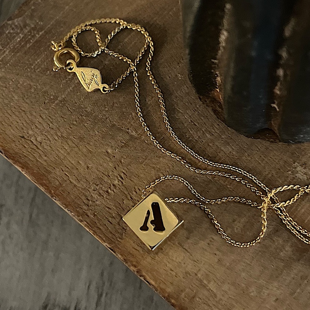 Biagi Gold Tone Open Cut Letter A Initial Necklace